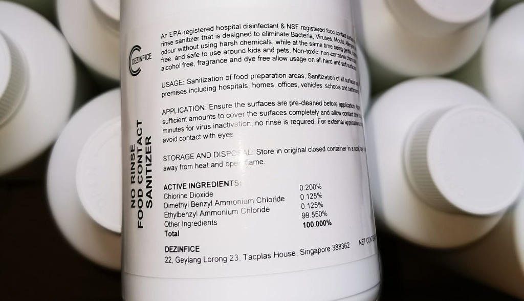 Sanitizers 1L Chlorine Dioxide No Rinse Food Contact Safe Sanitizer