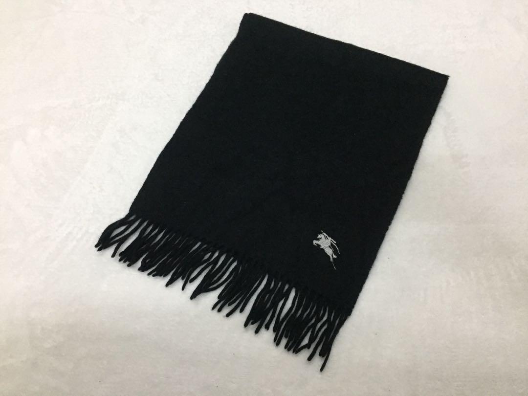 Burberry 100 Cashmere Plain Black Scarf Muffler Women s Fashion