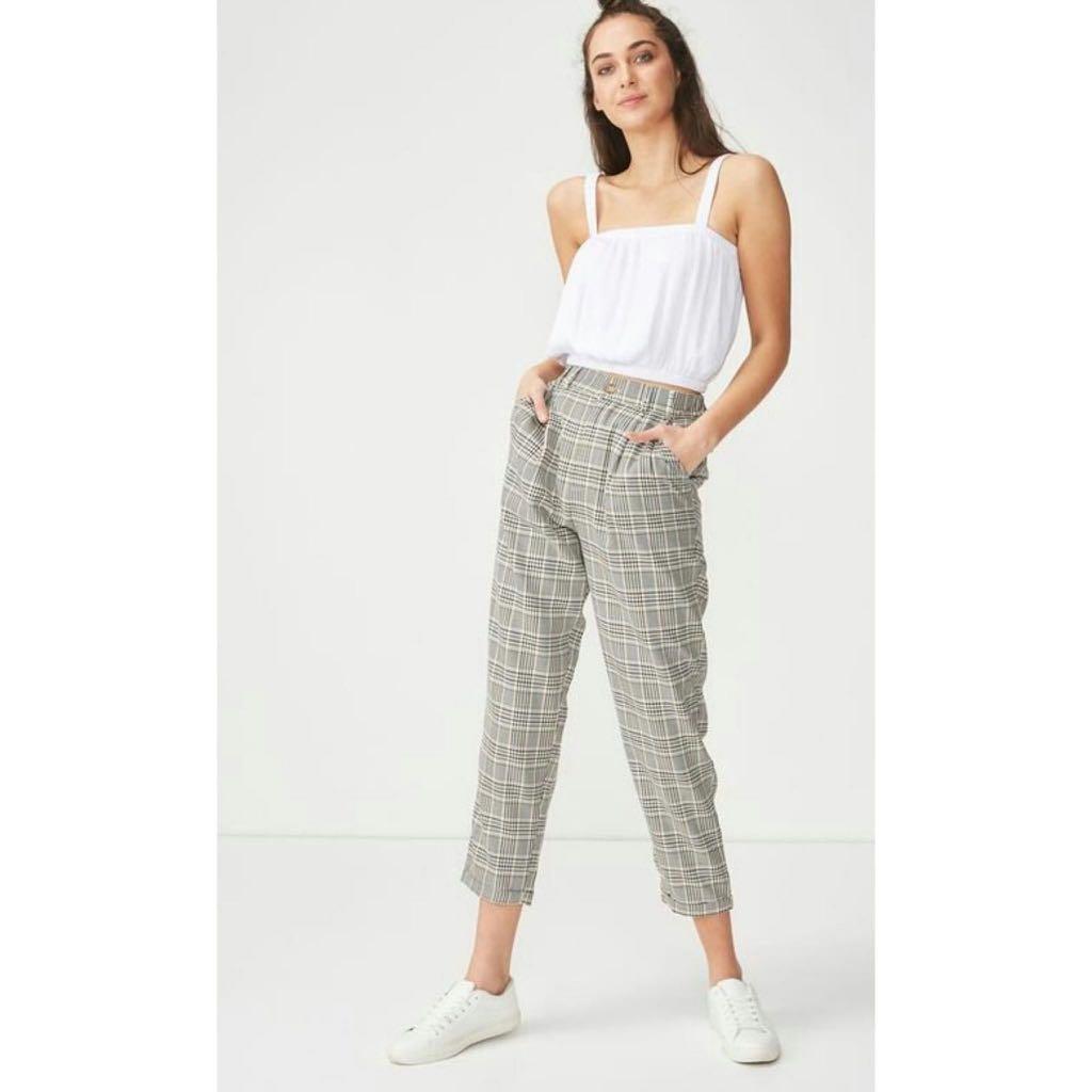 Checkered pants cotton on sale