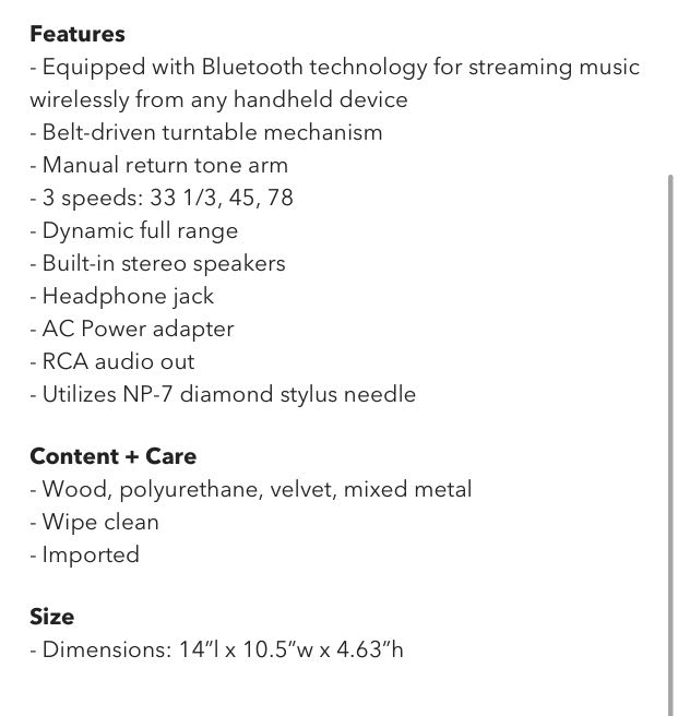 Crosley Wine Velvet Bluetooth Record Player / Turntable