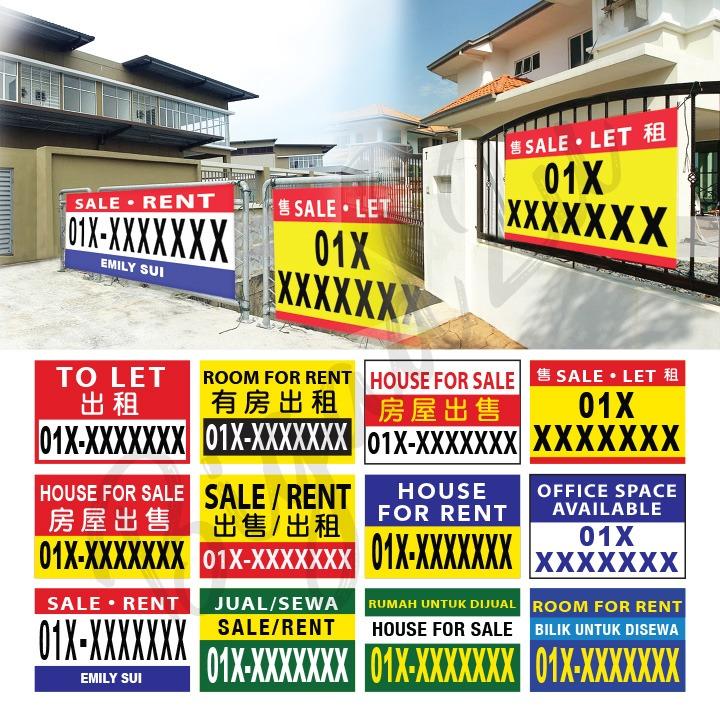 For Sale For Rent To Let Banner Printing With Free Ready Template Æ¿äº§ä¹°åç§èå¸æ¡æå° Services Others On Carousell
