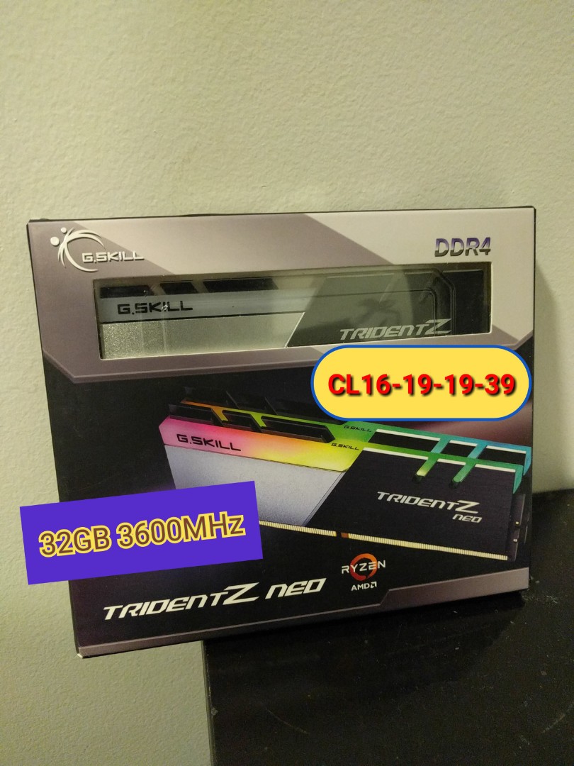 G Skill Trident Z Neo 32gb Ddr4 2x16gb 3600mhz Cl16 19 19 39 1 35v Electronics Computer Parts Accessories On Carousell