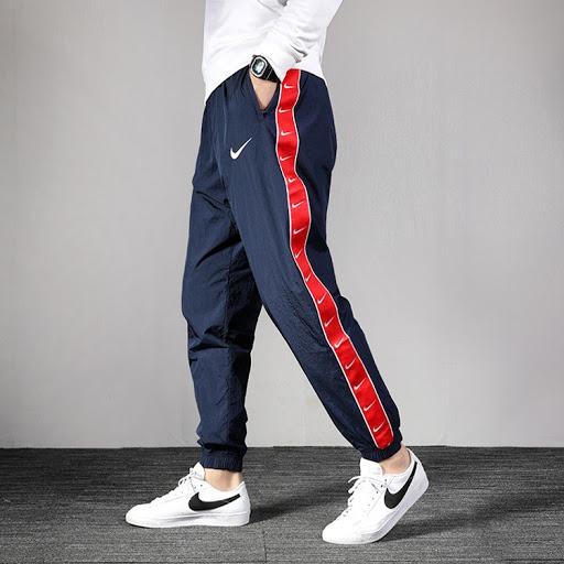 Nike NSW smoosh 小勾勾串標縮口長褲深藍色CD0422-451, 男裝