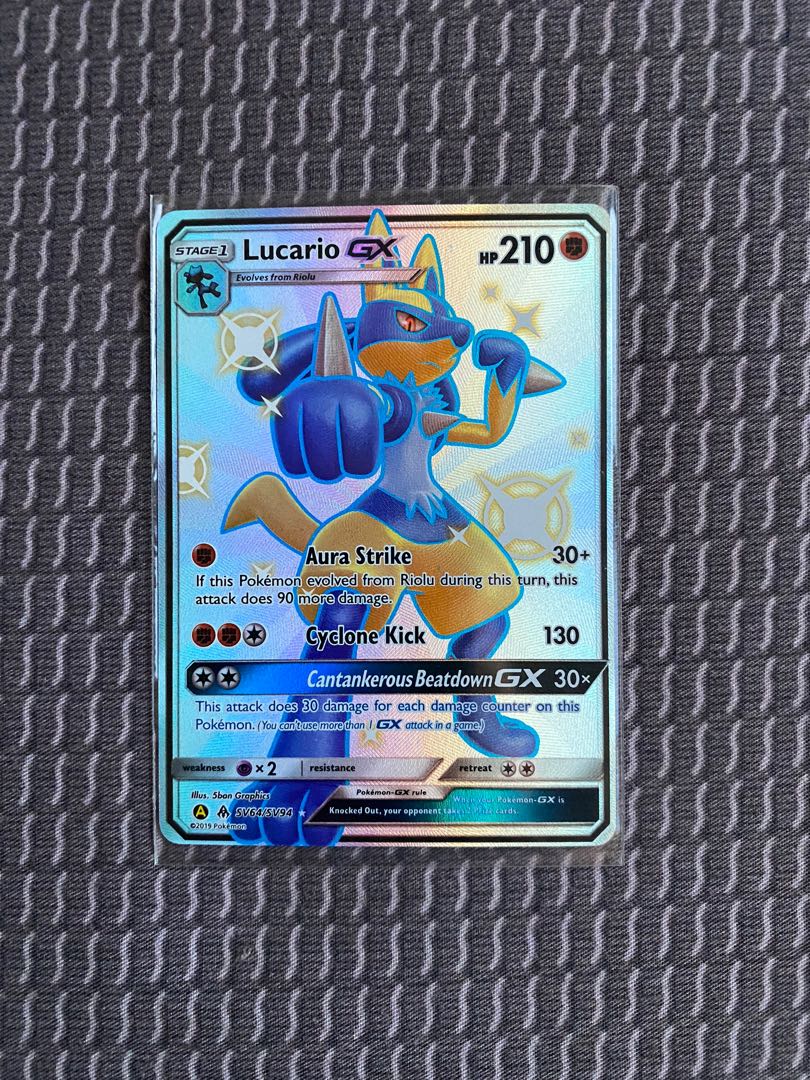 Custom HOLO Shiny Lucario GX Pokemon Card Twin Card 2/2 