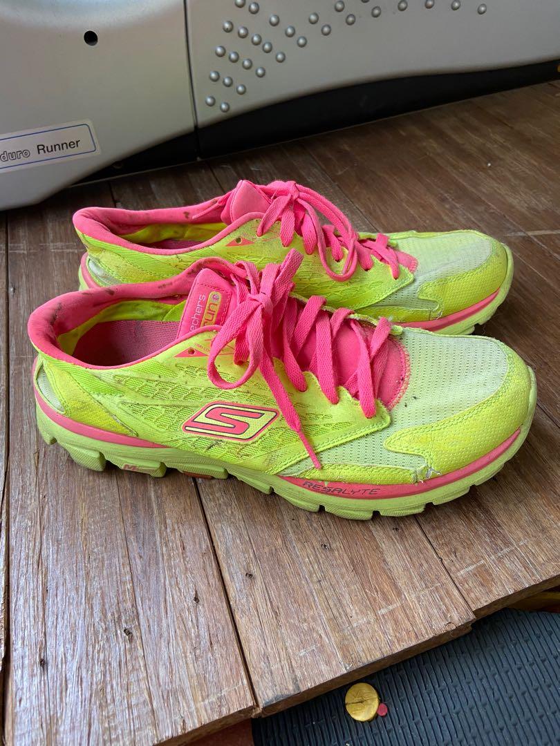 lime green and pink sneakers