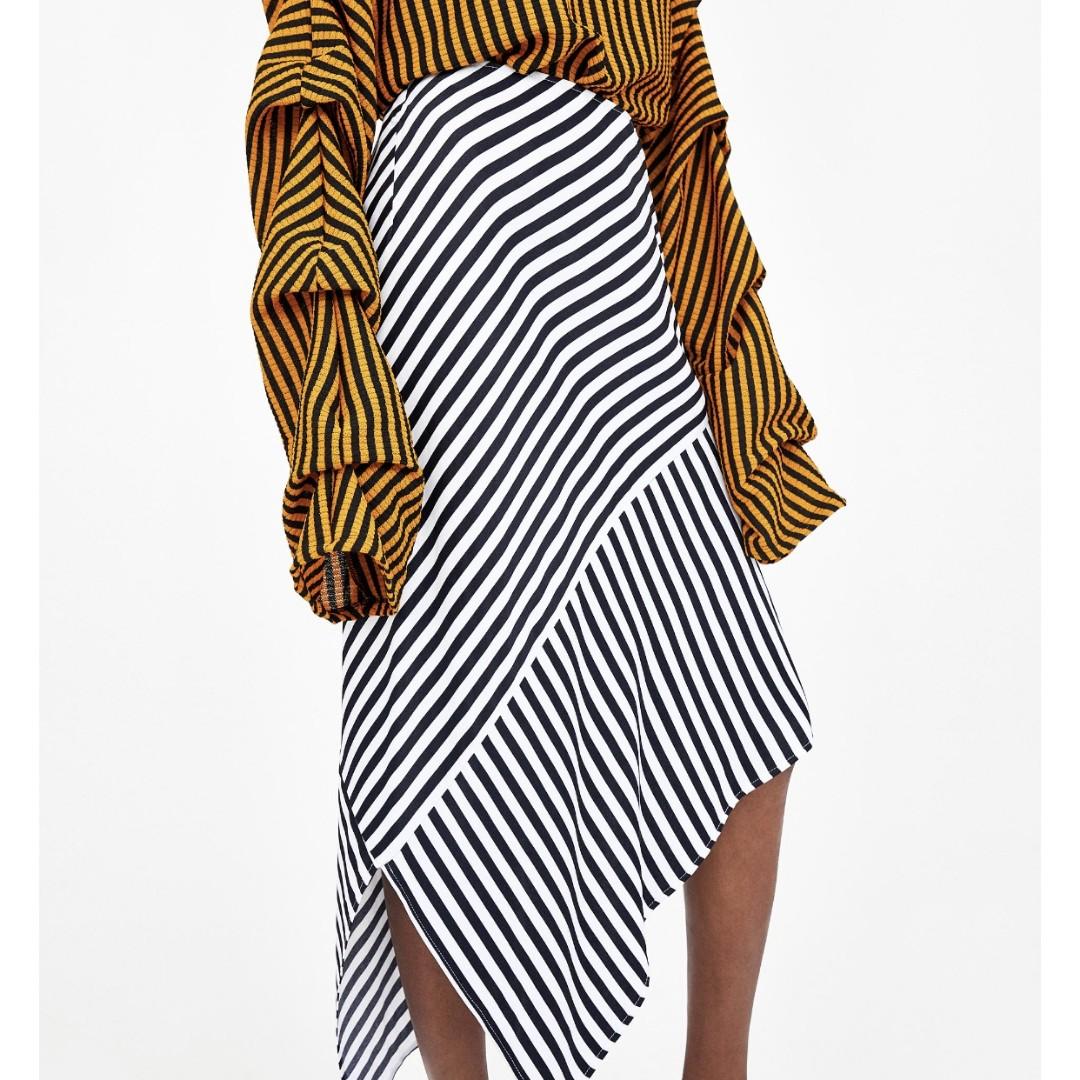 striped asymmetrical skirt