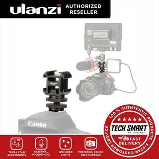 Ulanzi Aluminium Triple Cold Shoe Mount Flash Microphone Bracket Field Monitor Mount Holder Stand for Nikon Canon DSLR Cameras