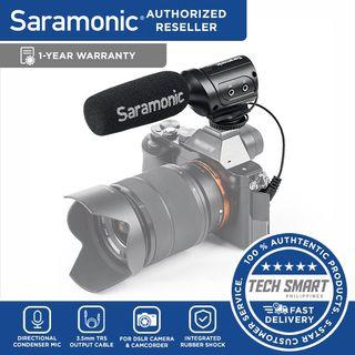 Saramonic SR-M3 Mini Directional Shotgun Video Microphone for YouTube and Interview with Extra Mic Input and Real time Headphone Monitoring, for Nikon Canon Sony Camera, Camcorder
