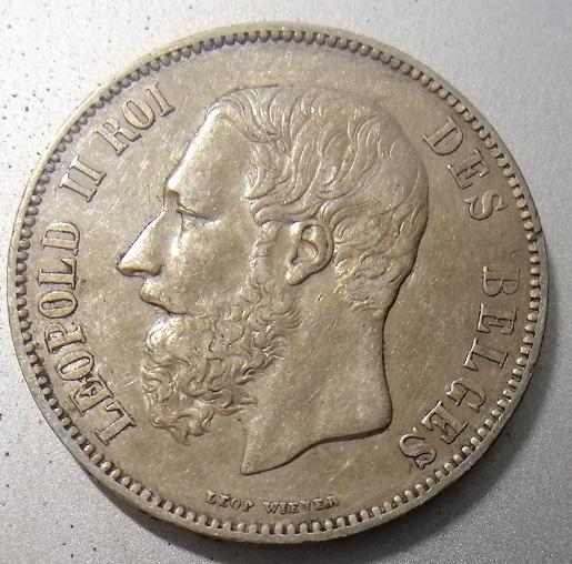 比利時1870年利奧波德二世5法郎銀幣 AU+ 完整金黃包漿 保真 附內墊圓盒 照片瀏覽 3