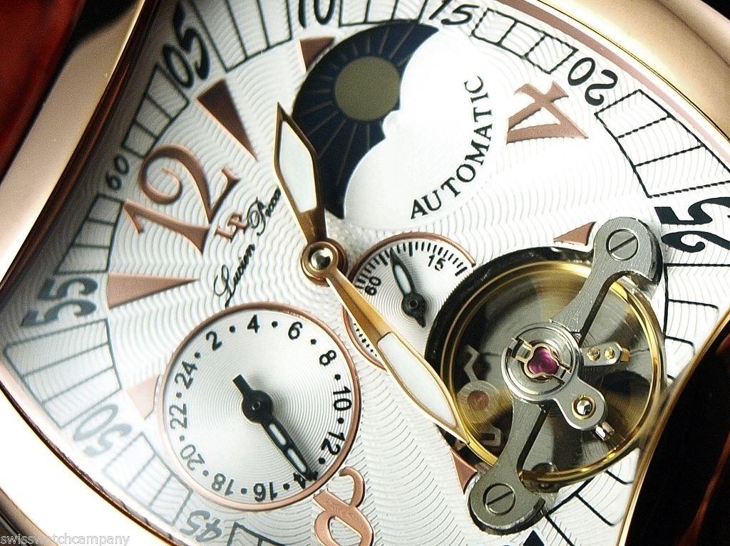 Luxury Lucien Piccard Magnifito Brand New Men s Watch Moon Phase Tourbillon Tonneau Automatic Rose Gold