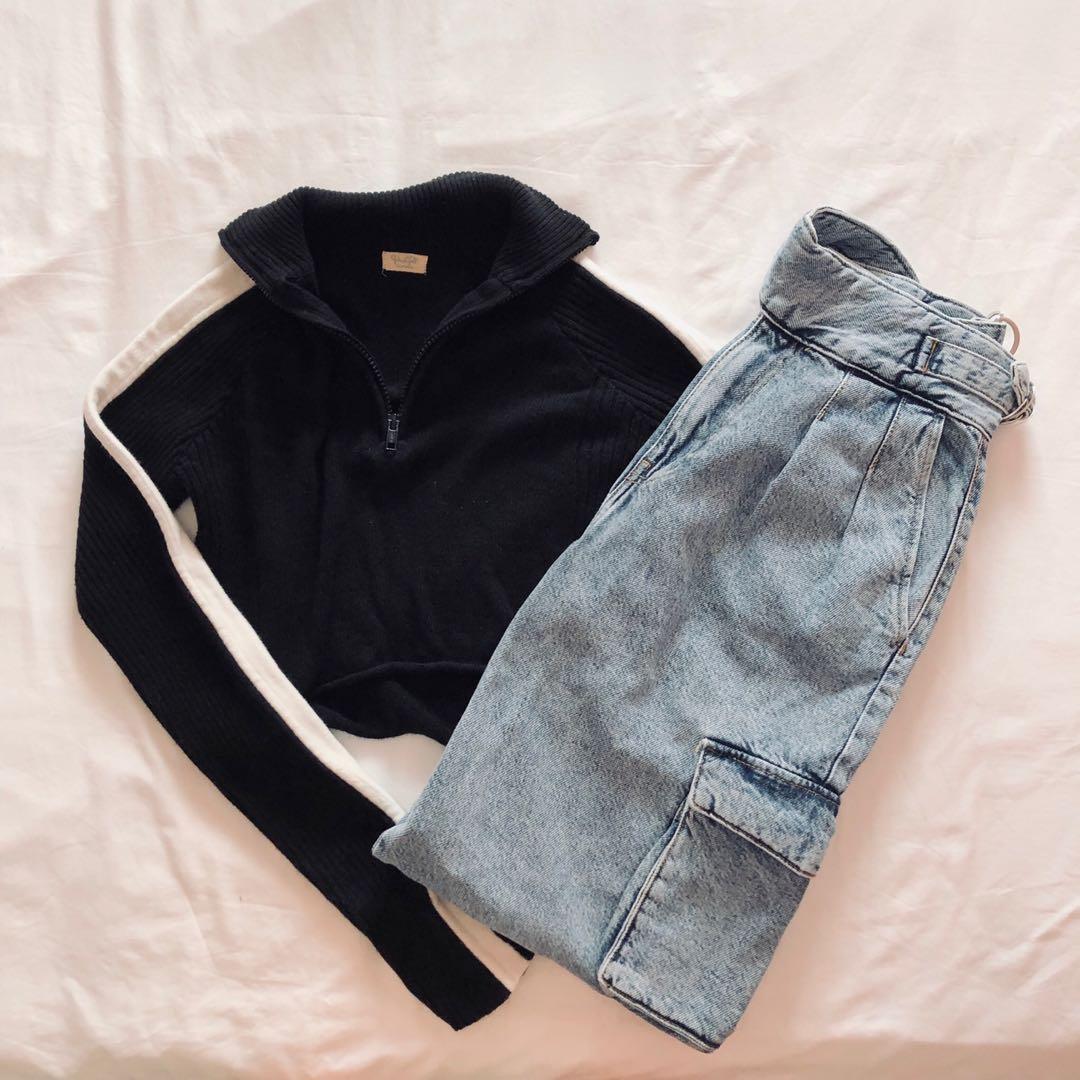 Brandy Melville Hilary Half zip cropped sweater