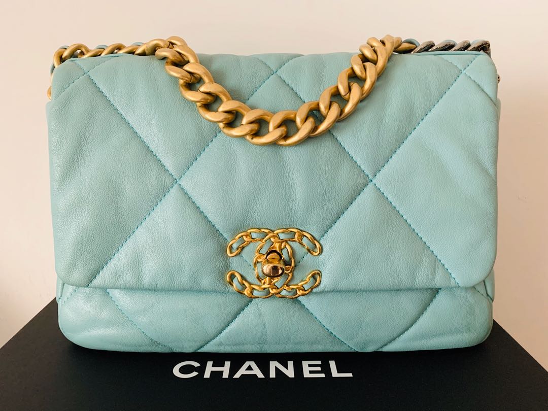 Chanel 19 Flap Bag (26cm) in Sold-Out Tiffany Blue Colour
