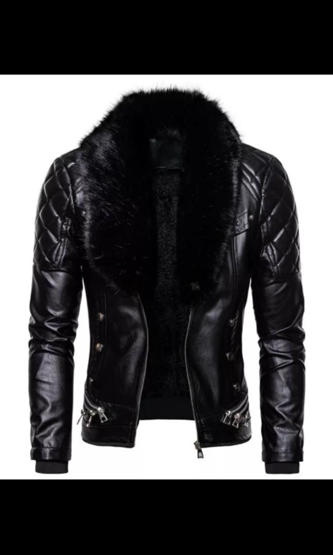 Punk leather jacket best sale mens