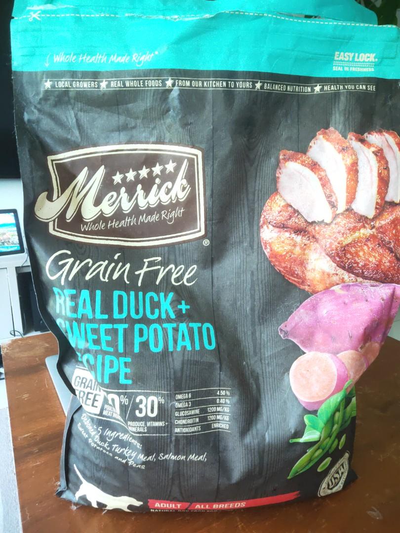 Merrick duck and sweet potato 25 lb best sale