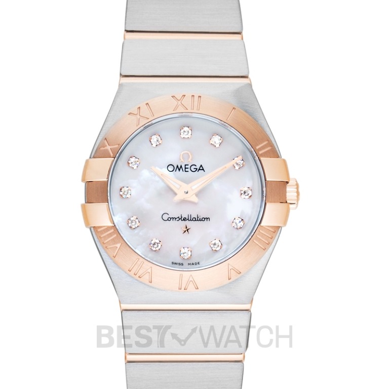 omega mother of pearl watch with diamonds