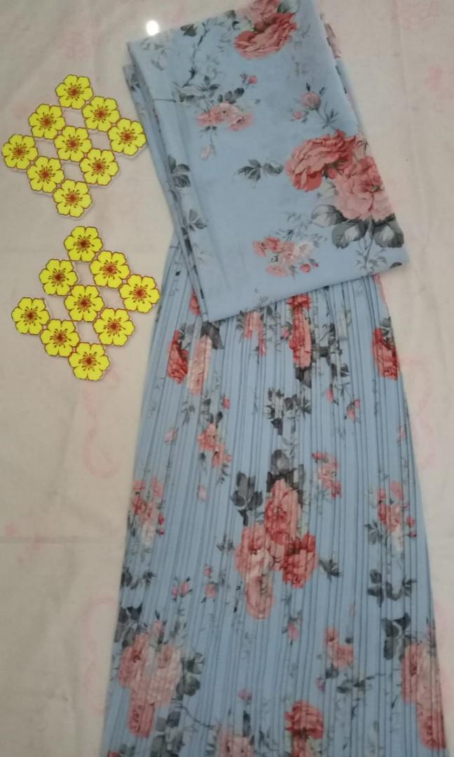 Set Kain Pasang Pleated Muslimah Fashion Two Piece On Carousell