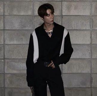 Korean Black Oversize Shirt with Stripe