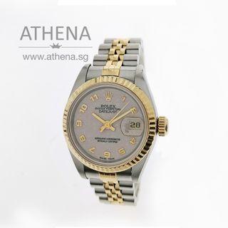 ROLEX YELLOW ROLESOR OYSTER PERPETUAL LADIES DATEJUST T SERIES IVORY JUBILEE ARABIC NUMERAL DIAL 69173 WLWRL_1211