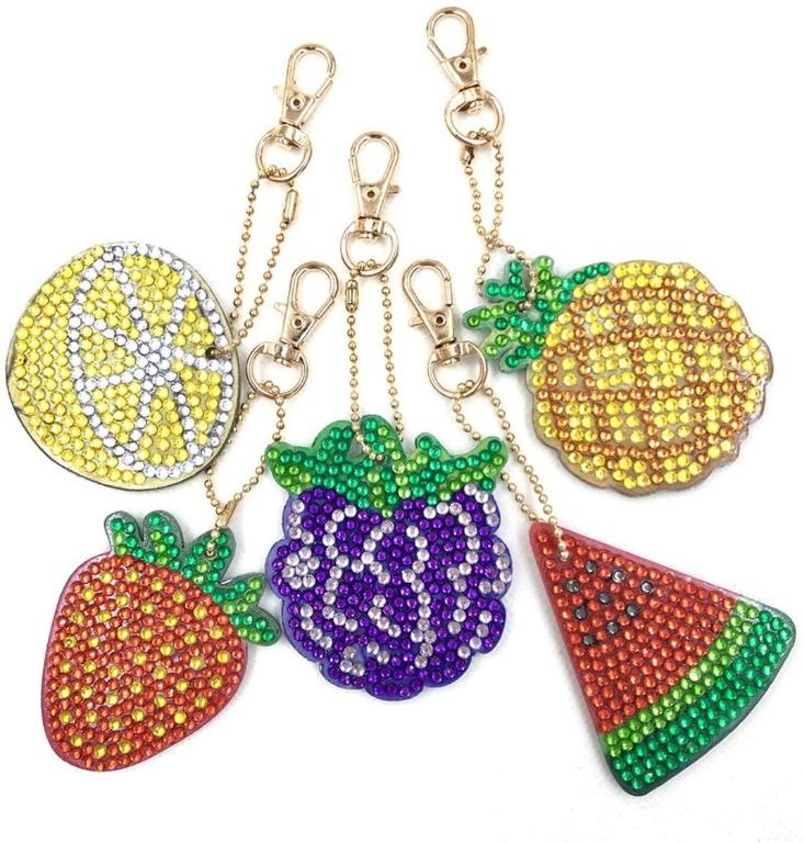 5 Pcs 5d Diy Full Drill Fruit Diamond Painting Kits For Kids And