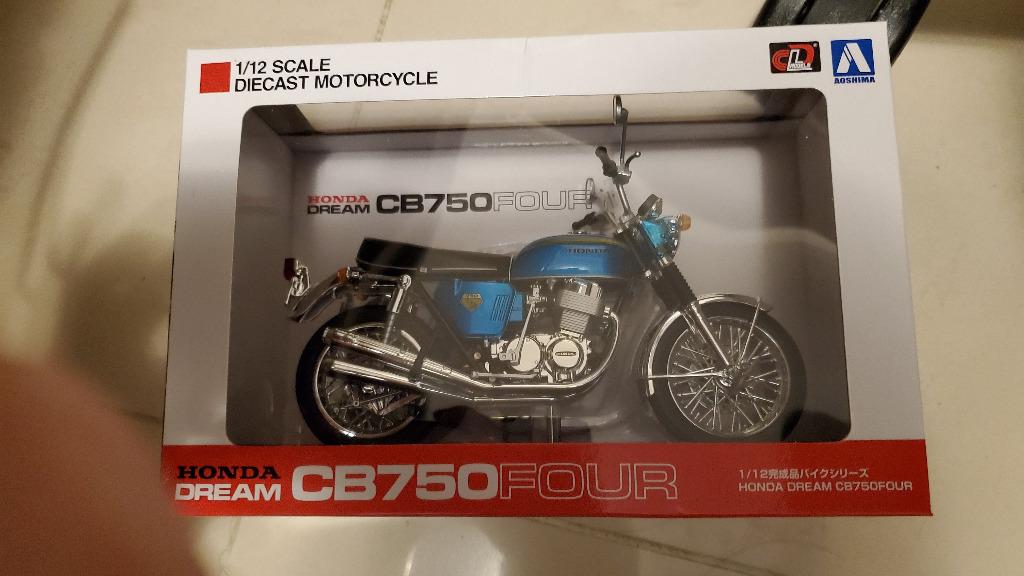 全新日版AOSHIMA 完成品HONDA DREAM CB750 FOUR 電單車藍色1/12完成品