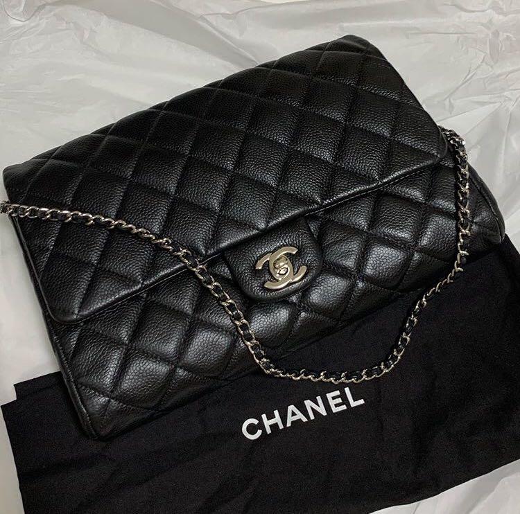 Chanel large clutch on chain caviar, Luxury, Bags & Wallets on Carousell