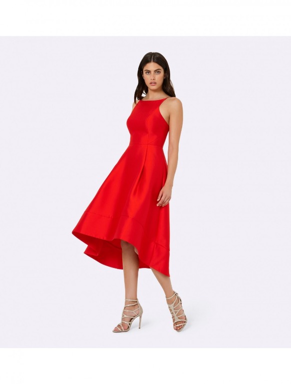FOREVER NEW Exquisite Collection Lexie Structured Cami Hi Lo Prom Wedding Grandeur Dress in Fiery Red
