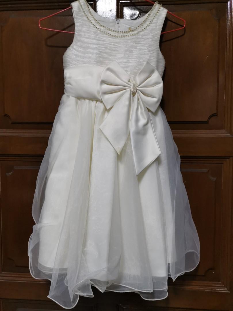 Ivory white flower girl wedding birthday evening party dress 5 7 years old