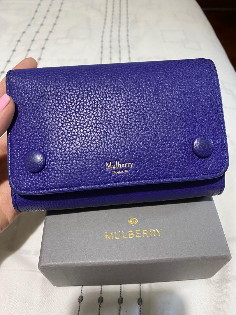 Mulberry Clifton Medium Leather Grain Wallet in Indigo Purple