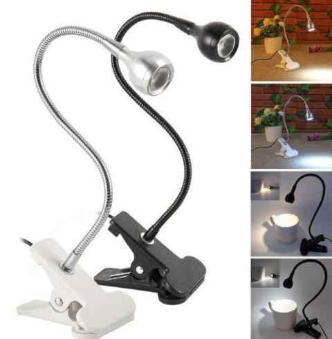 3W Flexible Clip-on Table Lamp LED Clamp Reading//Study//Bed//Laptop//Desk Light