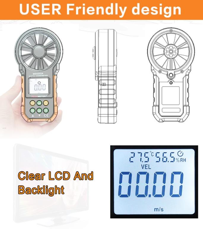 PEAKMETER PM6252B DIGITAL ANEMOMETER AIR SPEED VELOCITY AIR FLOW METER ...