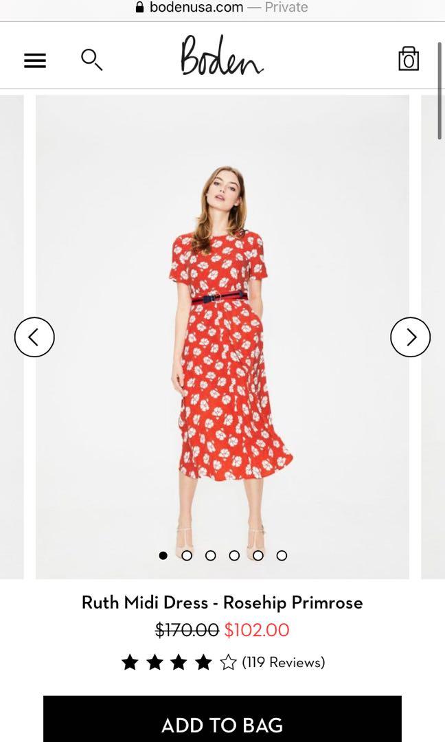 RTP 260 BN Boden Ruth Midi Dress in Navy and White