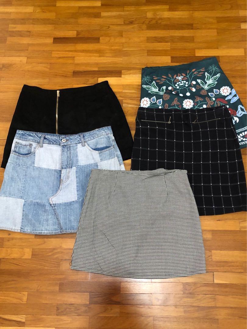black gingham denim skirt