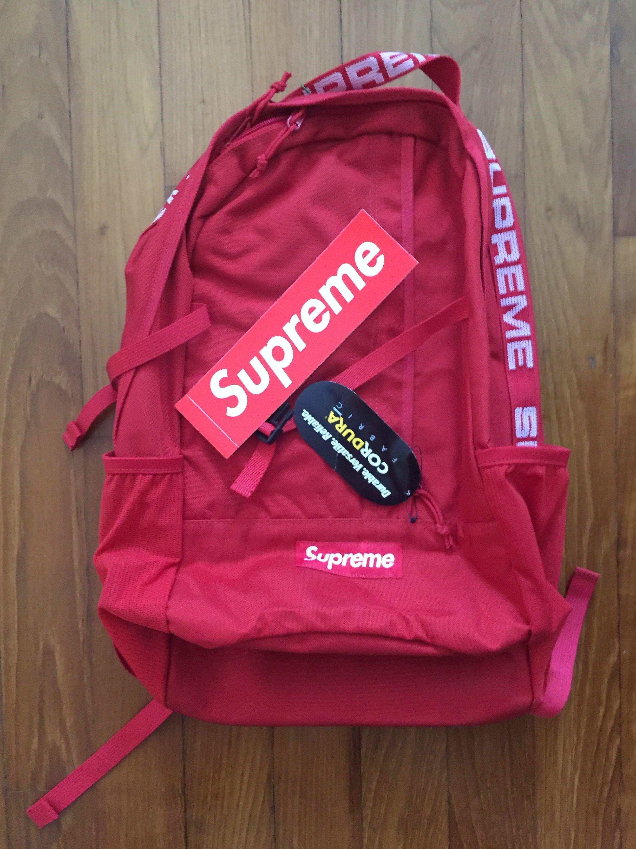Fake red new arrivals supreme backpack