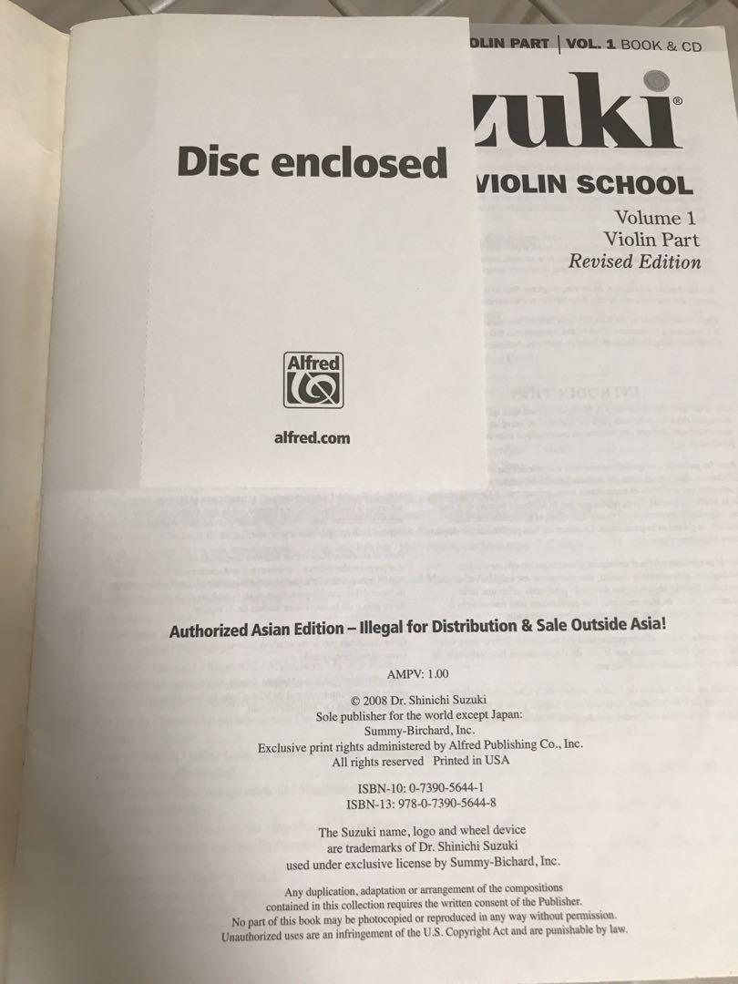 Suzuki Violin School, Volumn 1, Violin Part, Hobbies & Toys, Books ...