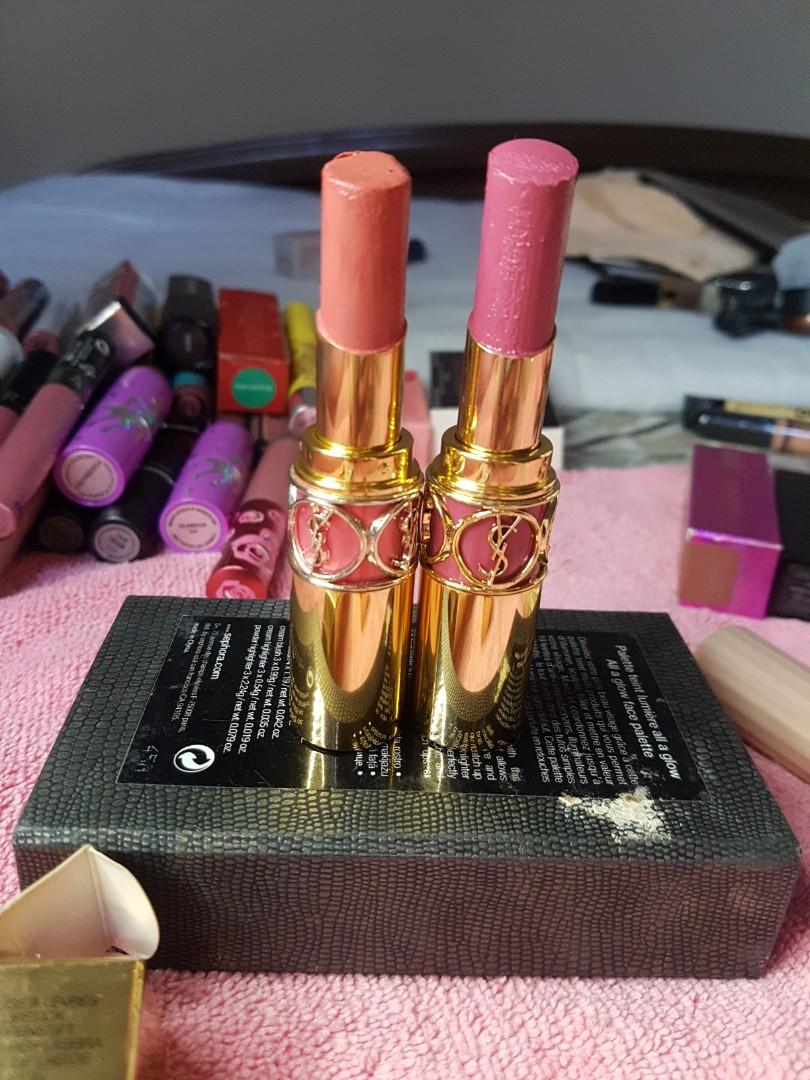 YSL Rouge Volupte Lipstick (Category: Makeup) located in Mandaluyong City. Submitted by huesbeautybox (Listing ID 285450999, Image 3). Description: YSL Rouge Volupte Lipstick shade 13 - 80% left shade 9 Rose Caresse (with box) - 90% left - very pigmented, with satin finish - long wearing, moisturizing on the lips - 1200 each, bought last 2018.