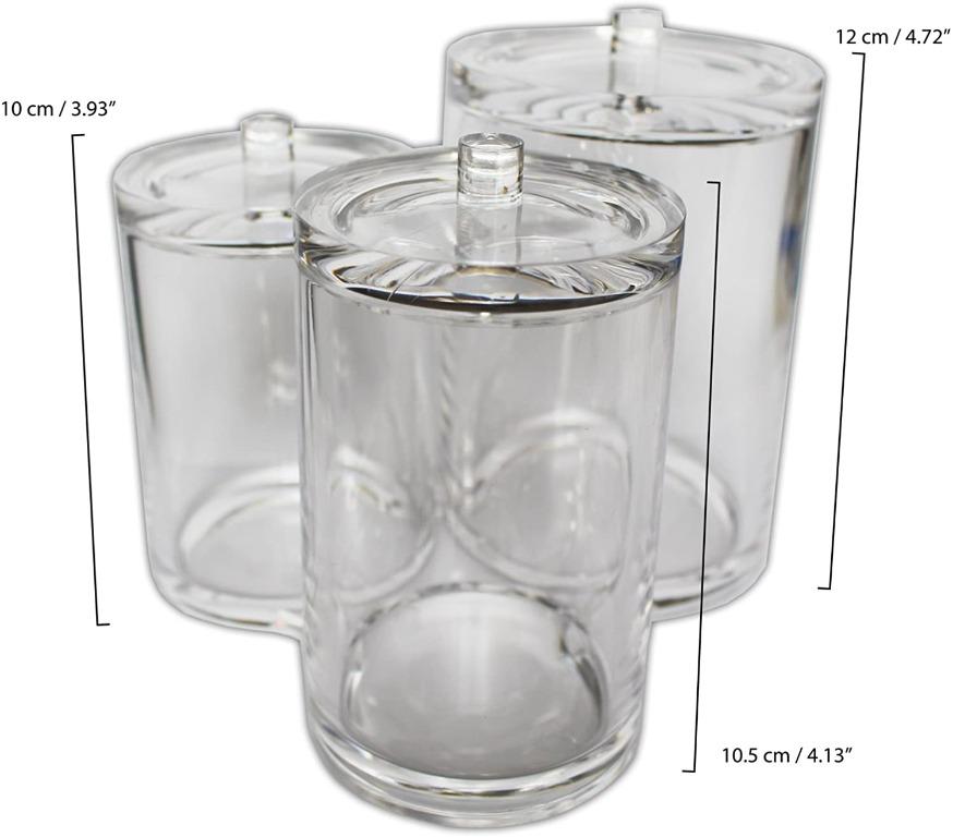 0443B Bathroom Organiser Jars — 1 Set of 3 Attached Clear Acrylic ...