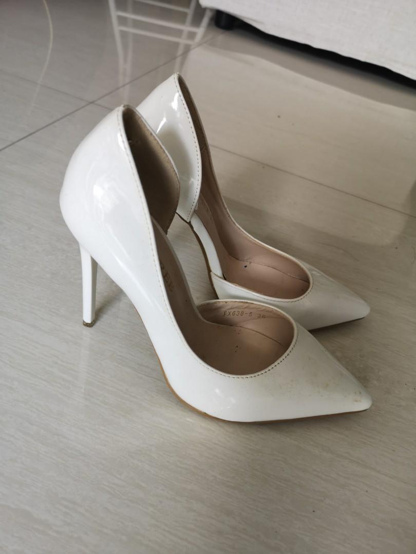 10cm white heels