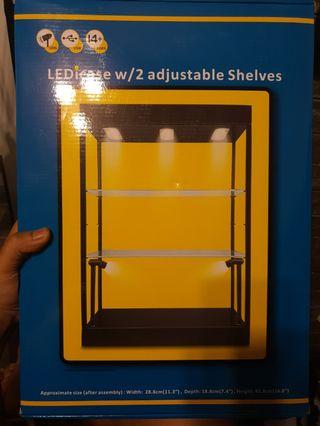 1 18 Display Case W Led Lights 2 Adjustable Shelves Black Or White Availab Accessories Parts Display Toys Games