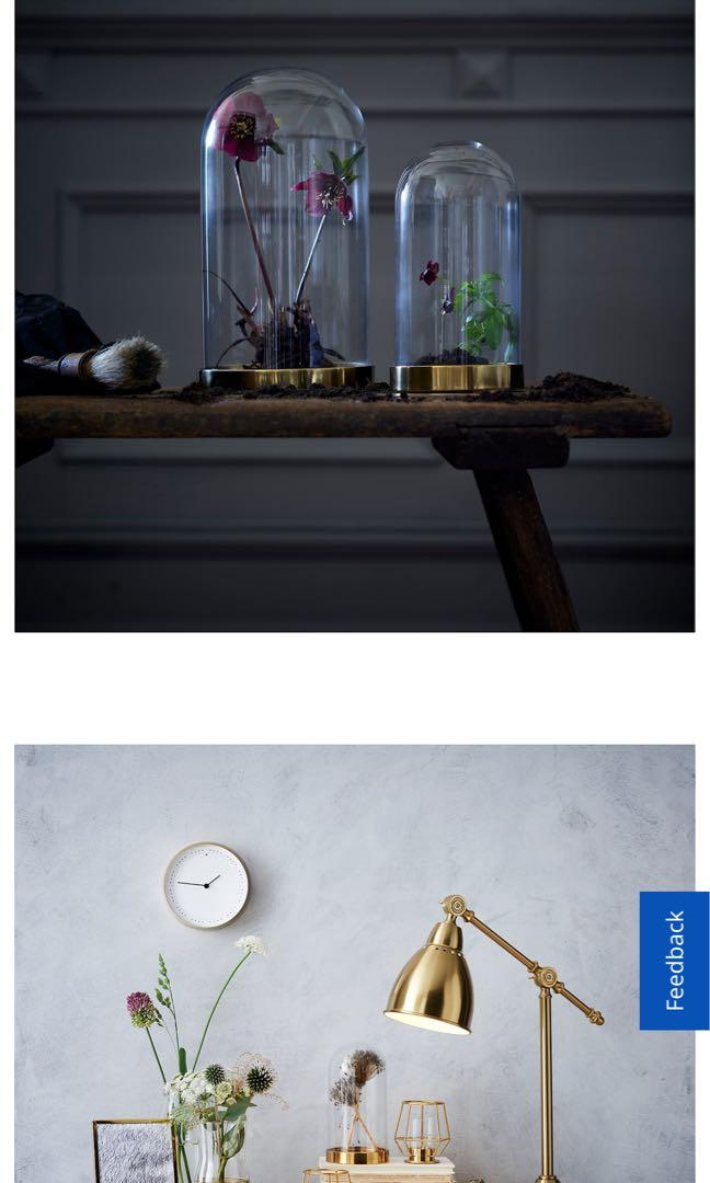 2 New Begavning Ikea Glass Domes With Golden Base Home Appliances Kitchenware On Carousell