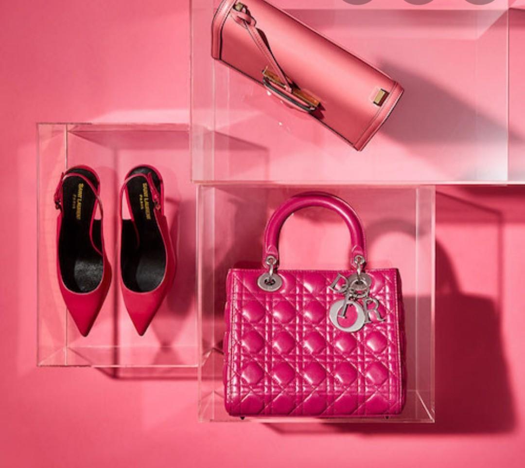 Dior Lady Dior bag hot pink  Hot pink bag outfit Zara looks Hot pink bag