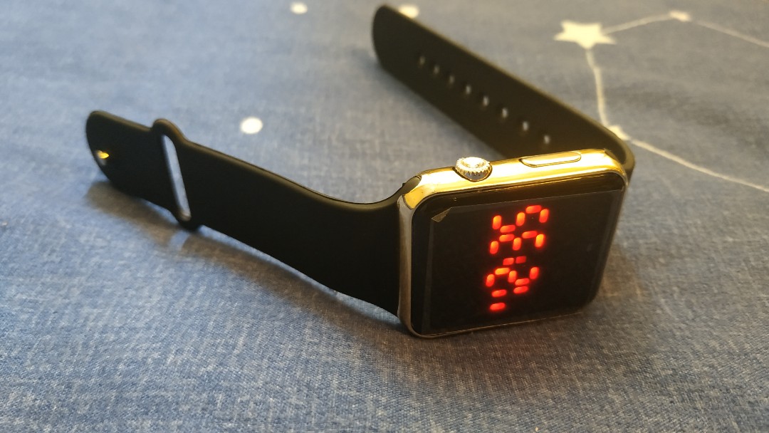 Digital Watch with Red LED Mobile Phones Gadgets Wearables
