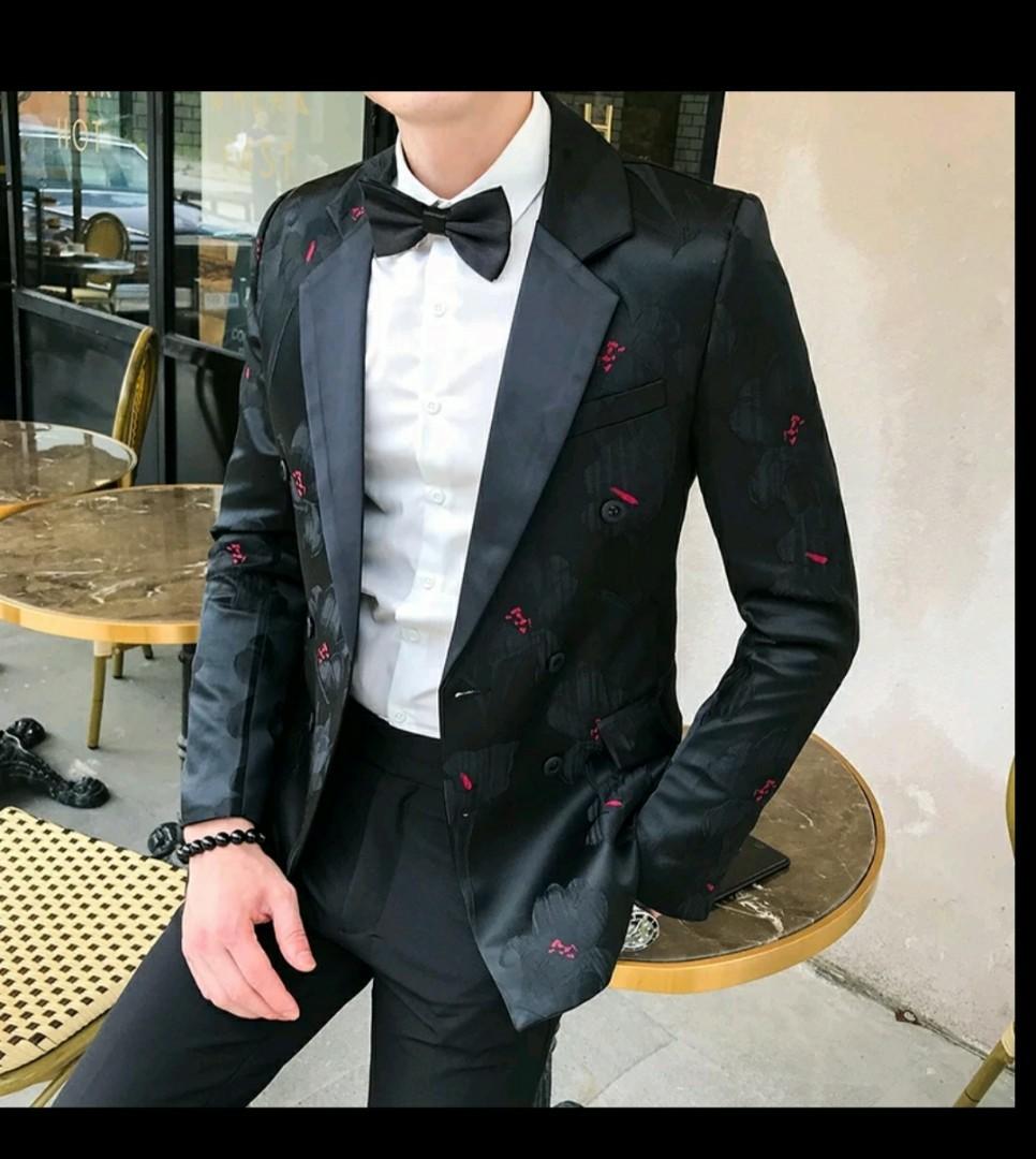 Mens black and deals white suit jacket