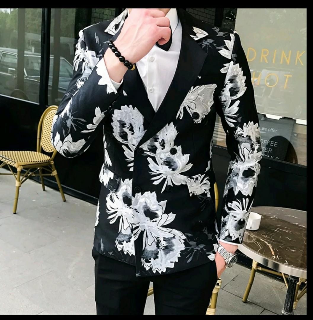 White floral suit jacket best sale