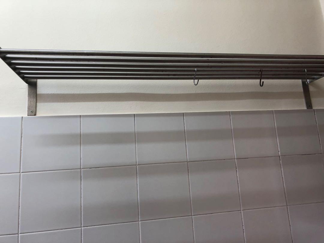 Ikea stainless steel wall rack, Furniture & Home Living, Bathroom & Kitchen Fixtures on Carousell
