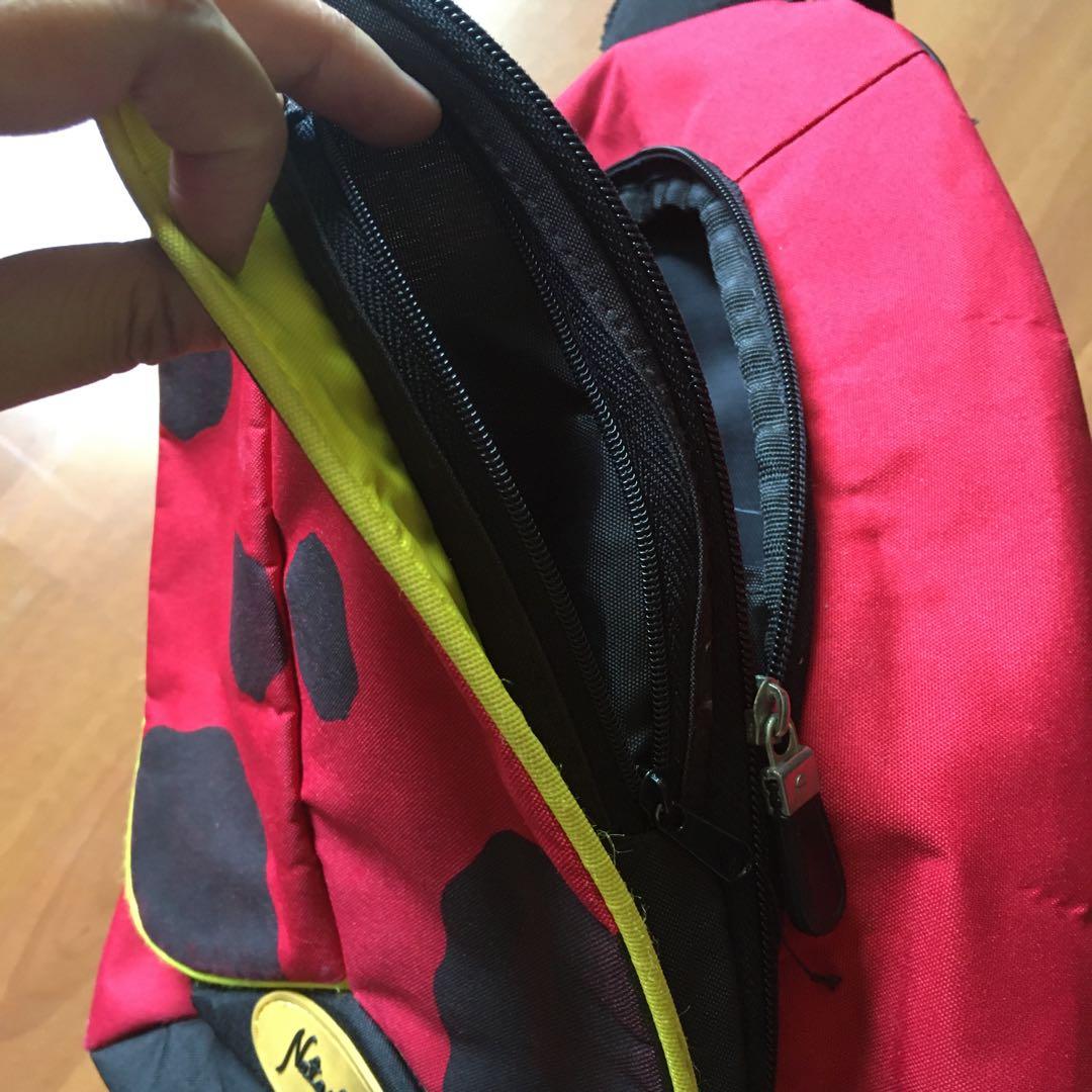 Lady Bug backpack (Category: Diaper Bags & Wetbags) located in Pasig City. Submitted by cakemixbean (Listing ID 285620295, Image 2). Description: Bag is in great condition. Barely used. • 2 zipper compartments • Adjustable straps Thanks for looking!.