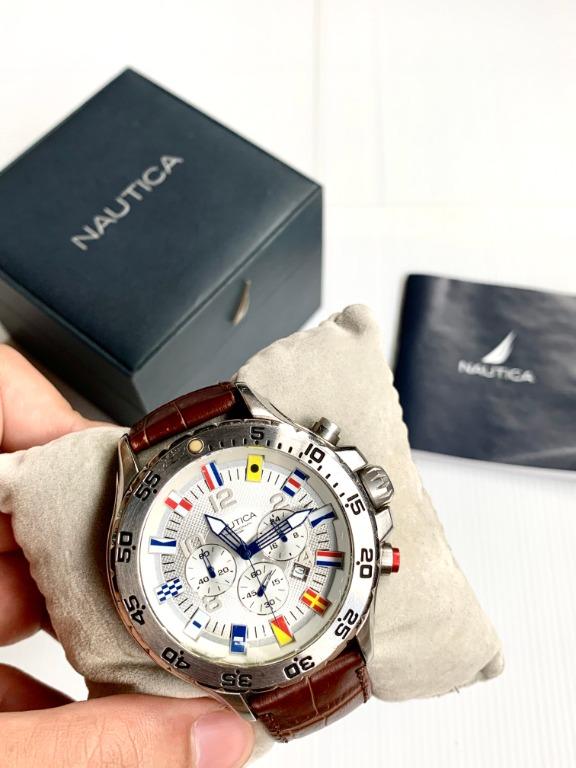 Nautica Men s N20503G NST Chronograph Stainless Steel Flag Watch