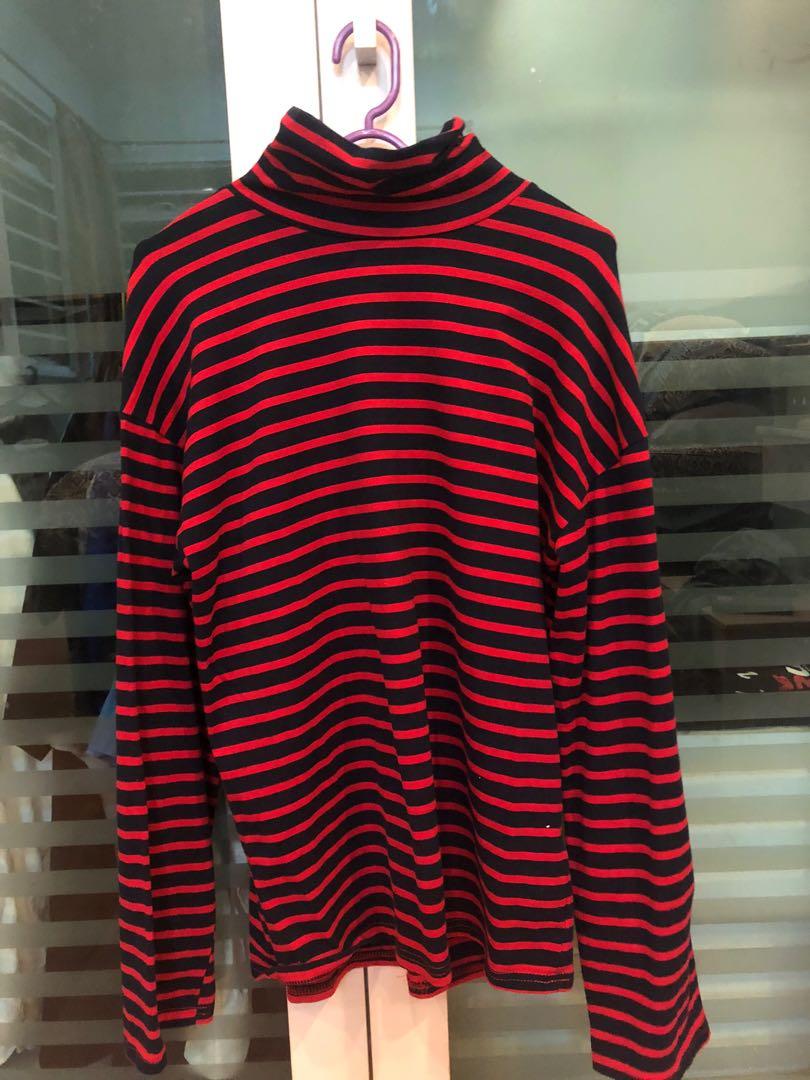 Red and black clearance striped turtleneck