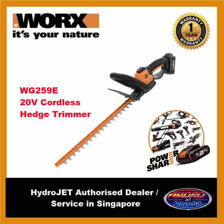 worx 20v cordless hedge trimmer