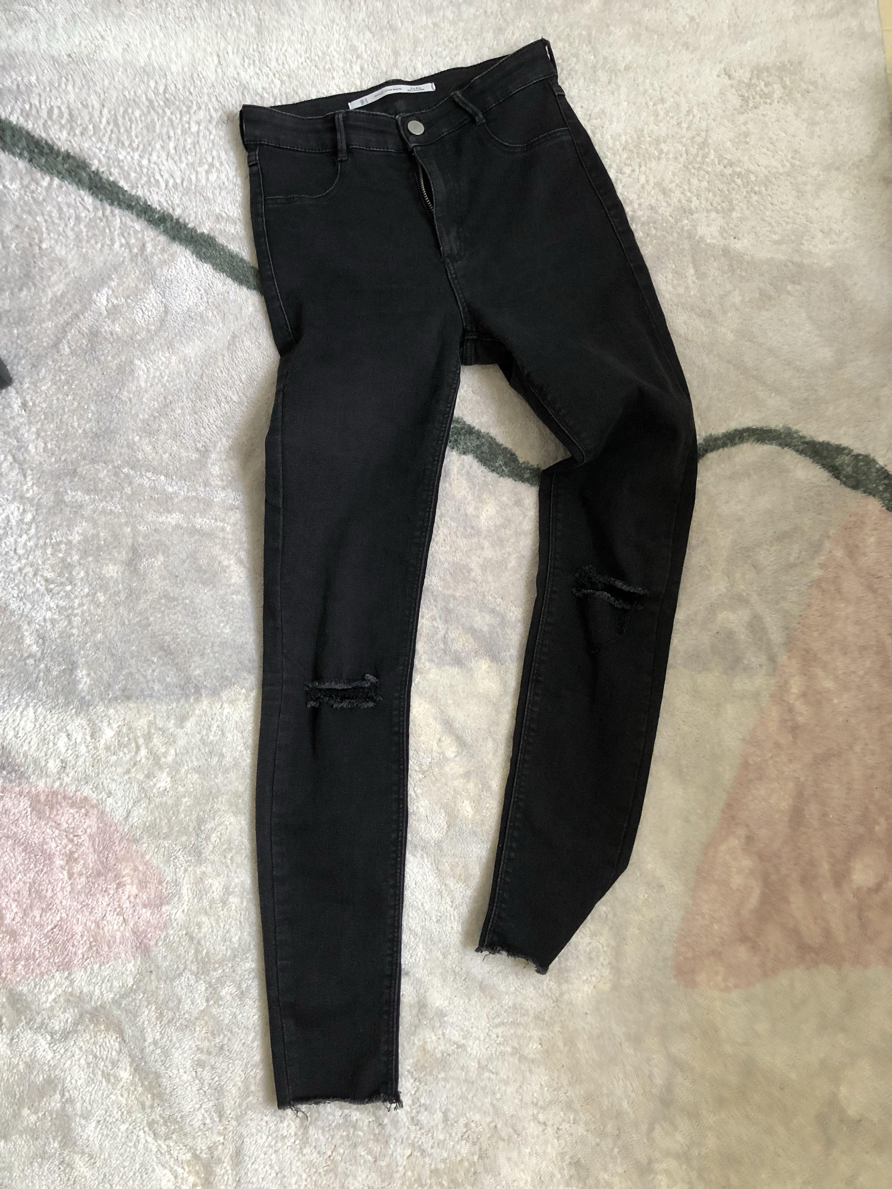Zara black distressed jeans new arrivals