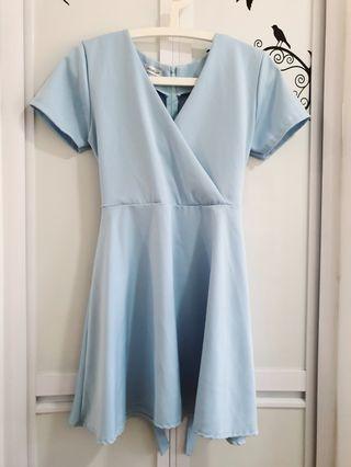 Baby Blue V-neck Dress